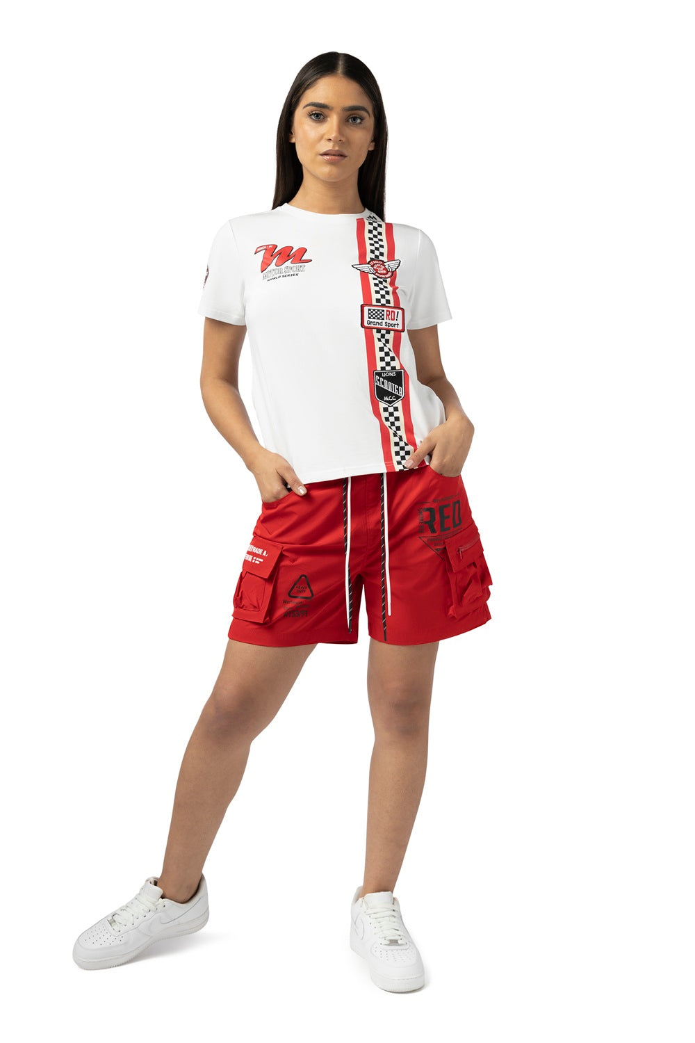 Smoke Rise RED Utility Slouched Shorts - True Red
