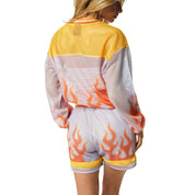 Smoke Rise RED Oversized Athletic Mesh Jersey - Gold