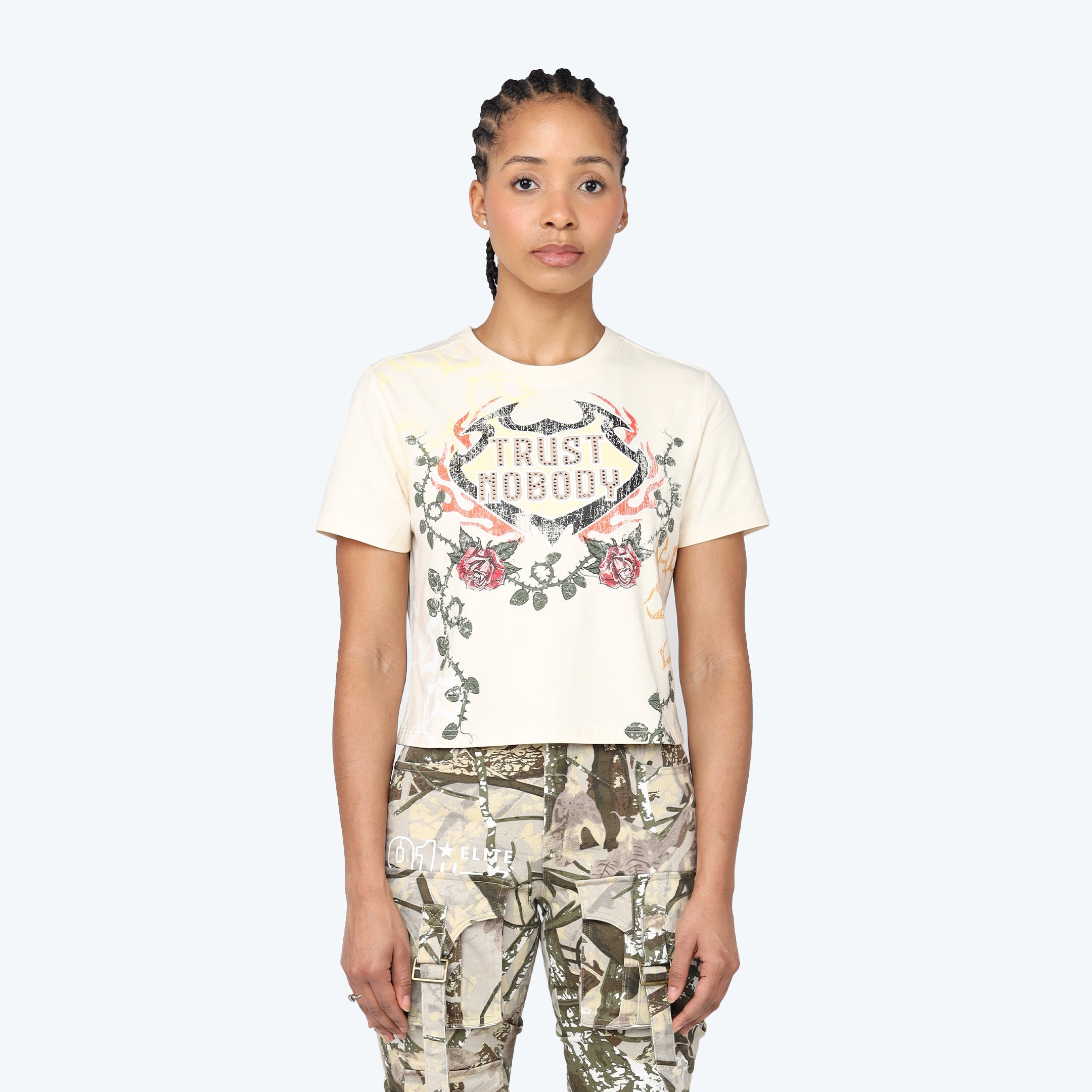 Dystopia Printed Rhinestone T-Shirt