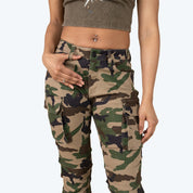 Mid Rise Side Pinched Stacked Twill Pants