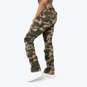 Mid Rise Side Pinched Stacked Twill Pants