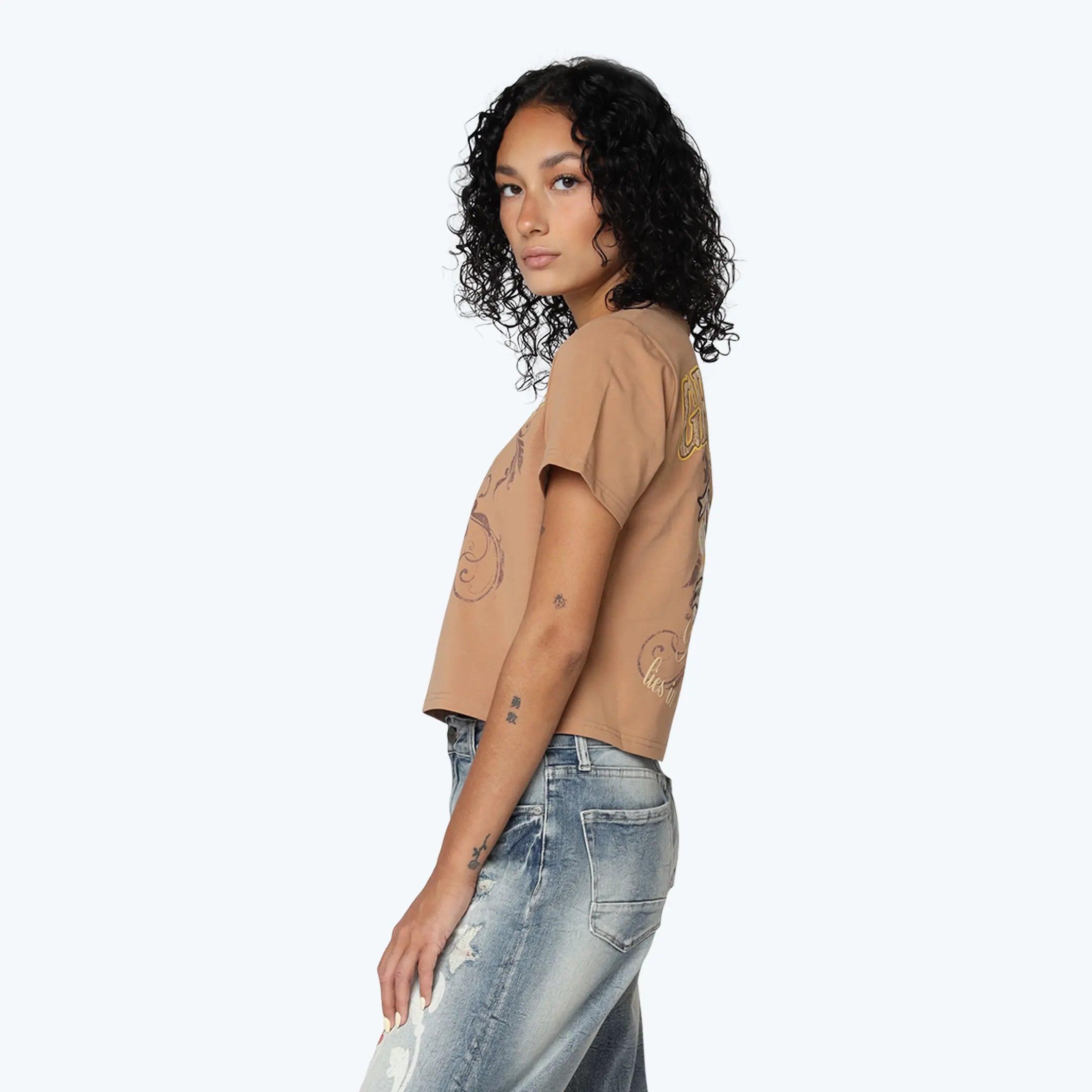 Tapestry Patched T-Shirt - Burro