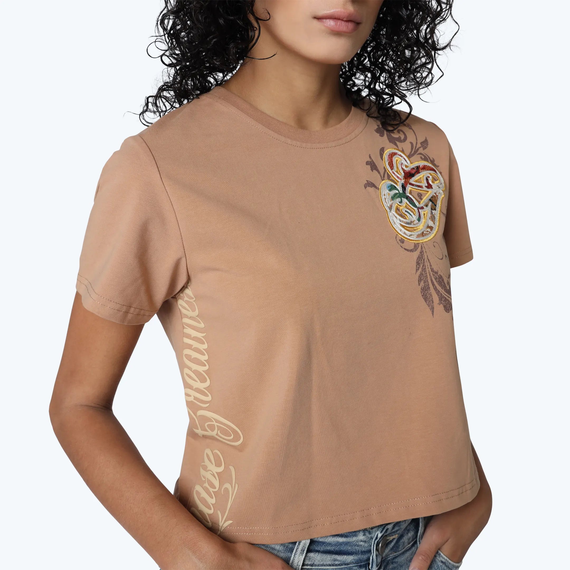 Tapestry Patched T-Shirt - Burro