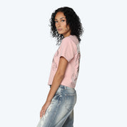 Tapestry Patched T-Shirt - Silver Pink