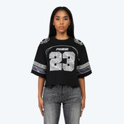 Oversized Boxy Rhinestone Tee - Black