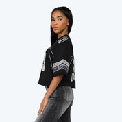 Oversized Boxy Rhinestone Tee - Black