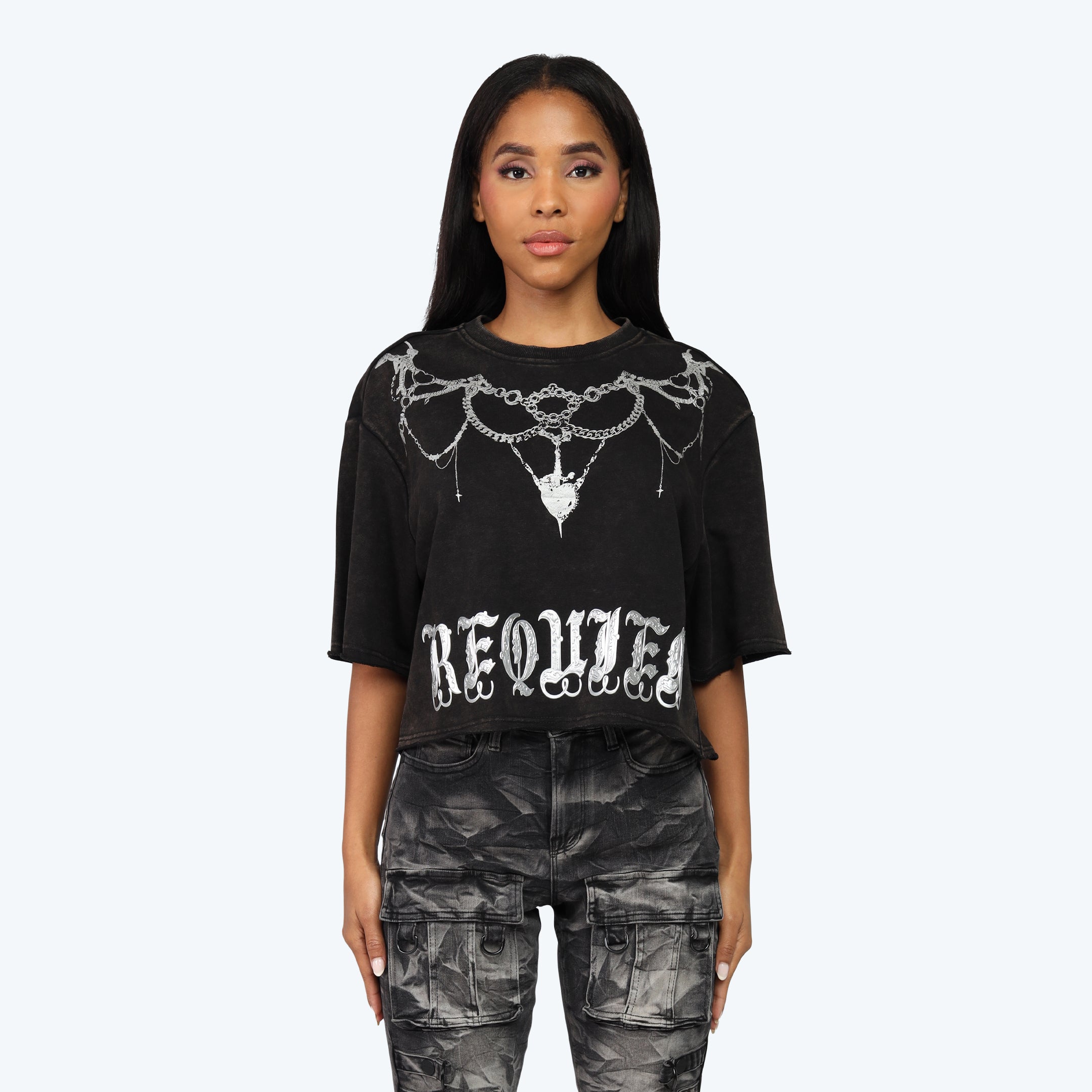 Boxy Graphic Print T-Shirt - Hematite