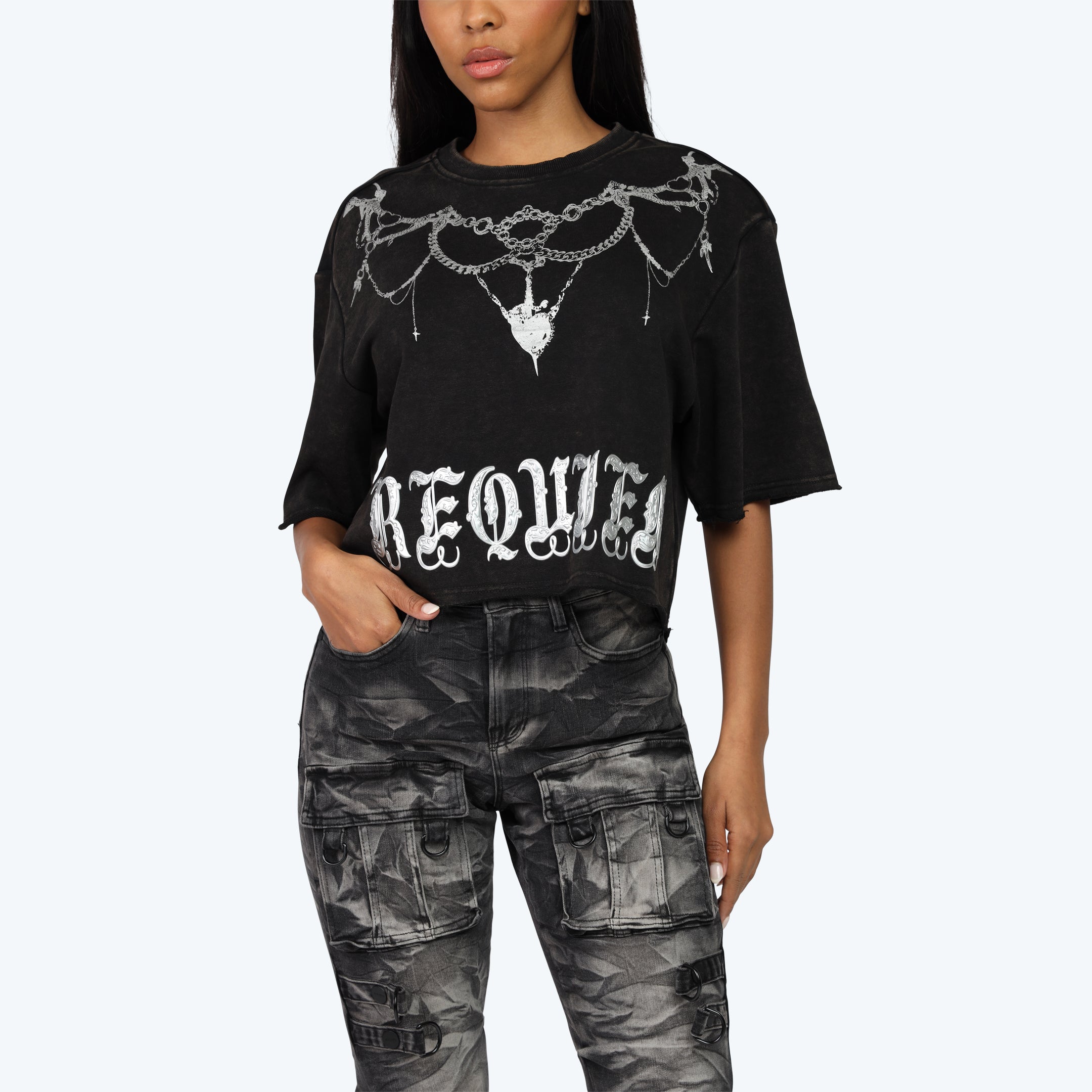 Boxy Graphic Print T-Shirt - Hematite