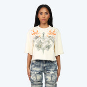 Boxy Tapestry Patched T-Shirt - Turtledove