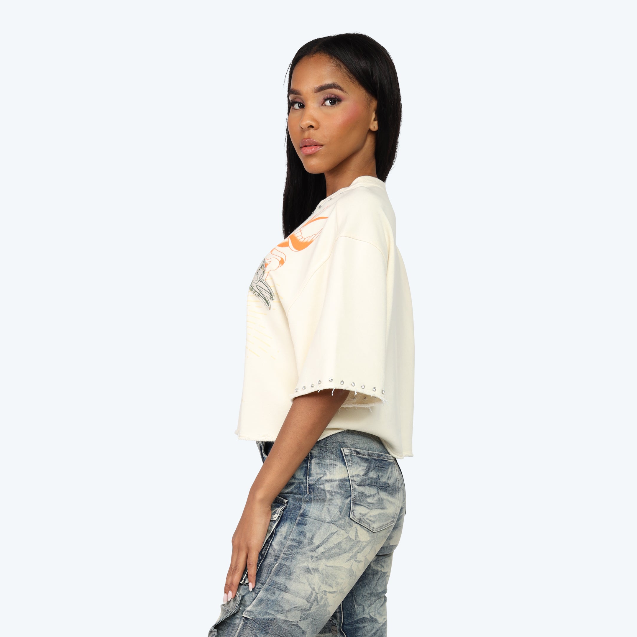 Boxy Tapestry Patched T-Shirt - Turtledove