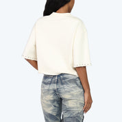 Boxy Tapestry Patched T-Shirt - Turtledove