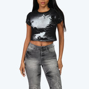 Fitted Rhinestone T-Shirt - Black