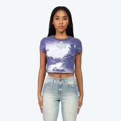 Fitted Rhinestone T-Shirt - Future Dusk