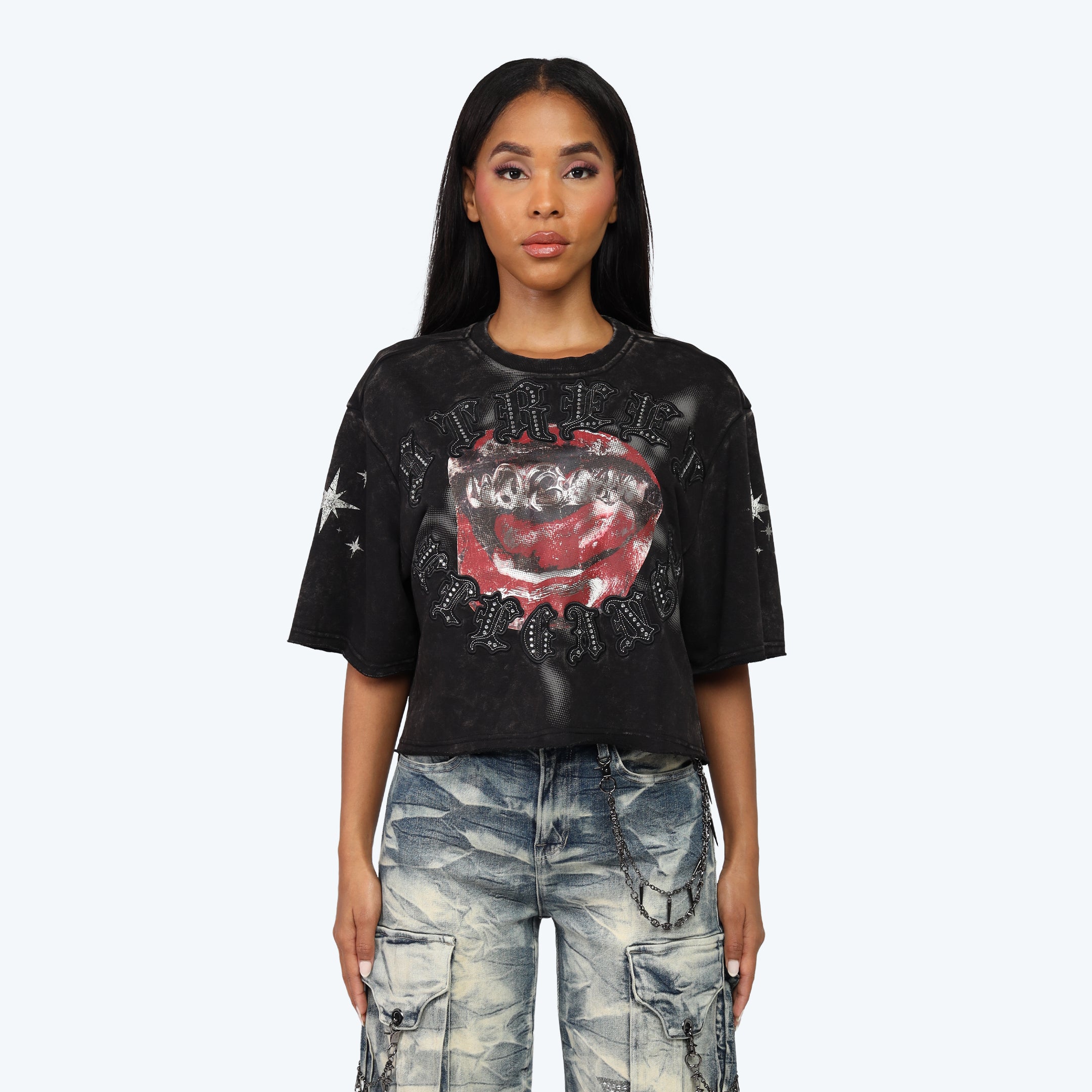 Cropped Boxy T-Shirt - Wispy Black
