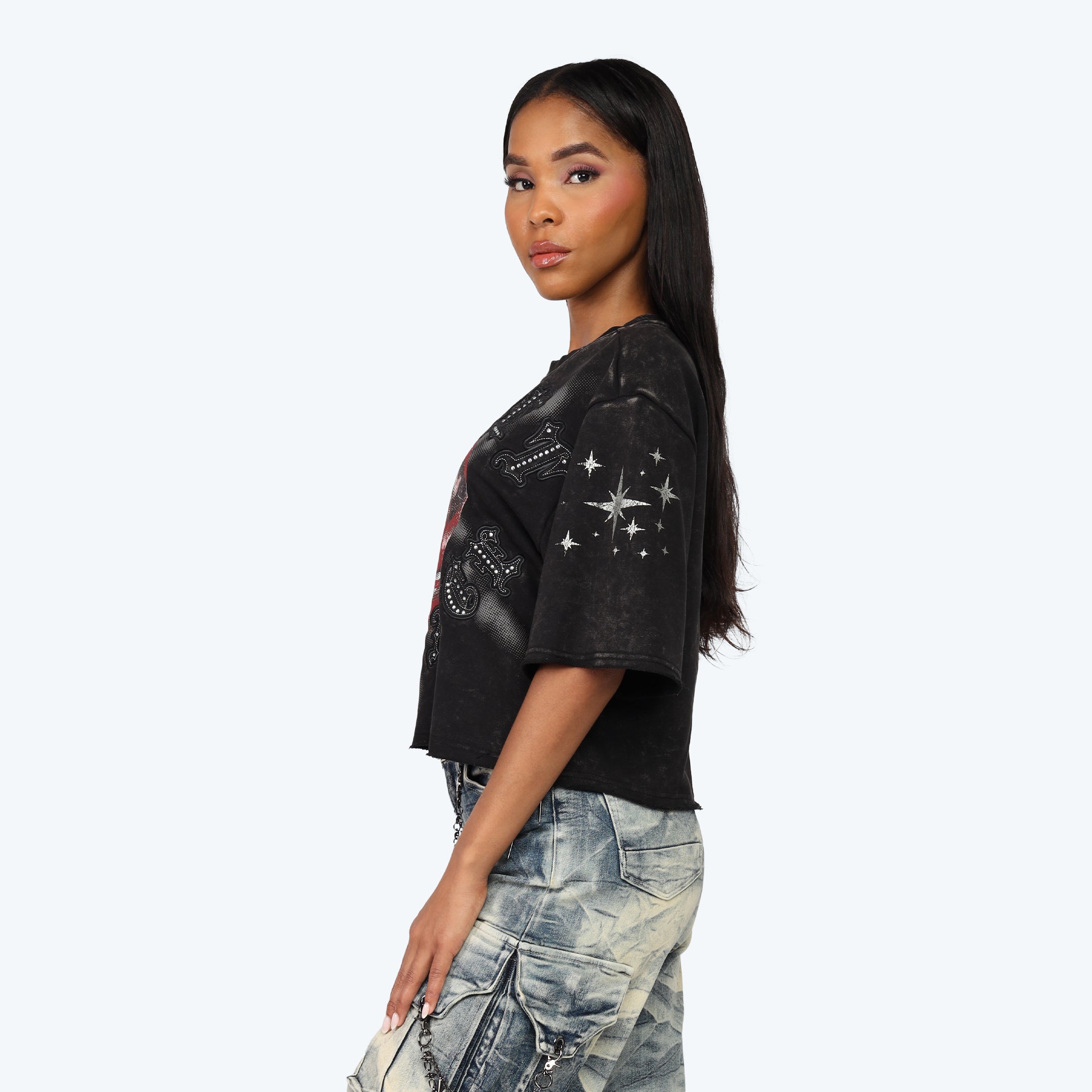 Cropped Boxy T-Shirt - Wispy Black