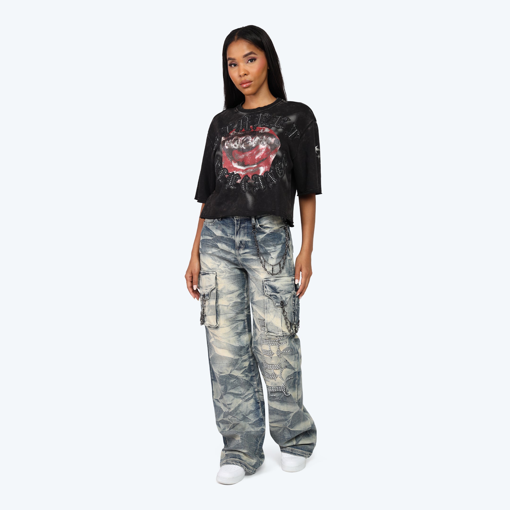 Cropped Boxy T-Shirt - Wispy Black