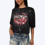 Cropped Boxy T-Shirt - Wispy Black