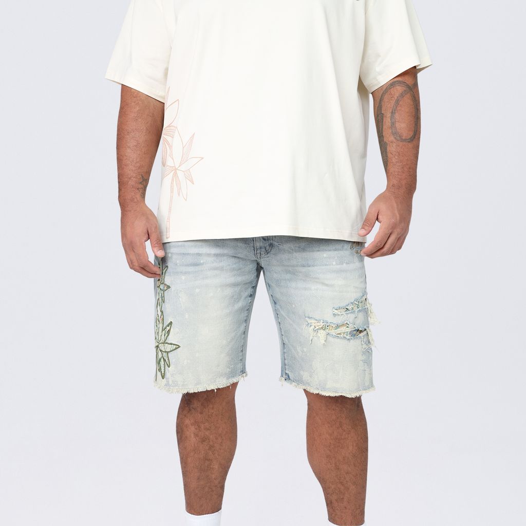 Big and Tall - Tapestry Patched Jean Shorts