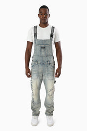 Blessed With Faith Carpenter Overall - Bergamo Blue