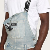 Stacked Utility Denim Overalls - Baltic Blue