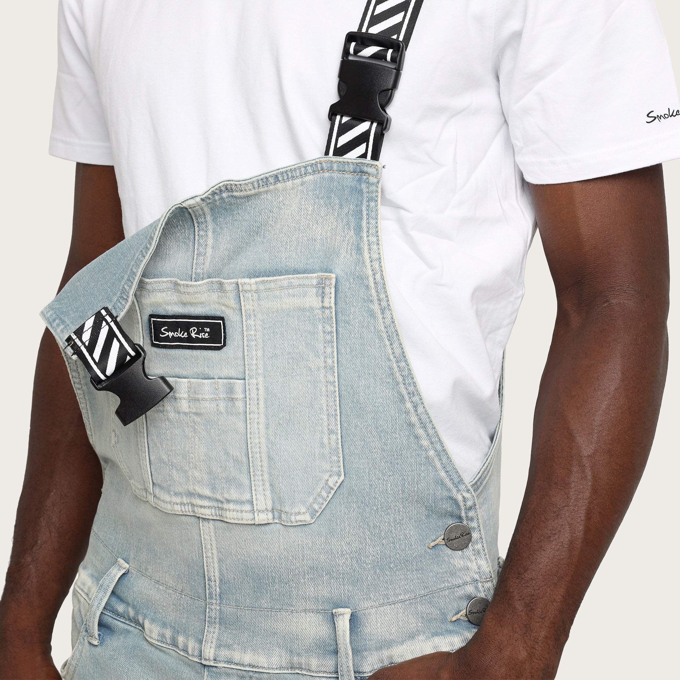 Stacked Utility Denim Overalls - Baltic Blue