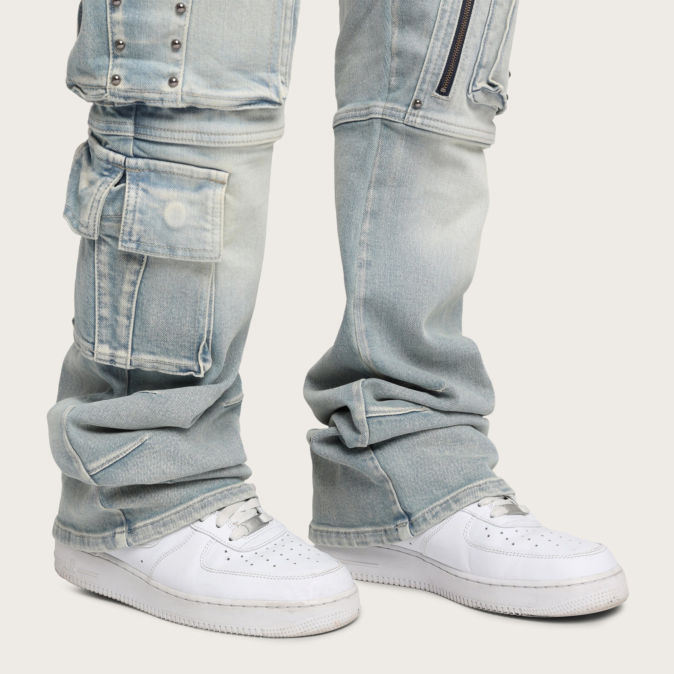 Stacked Utility Denim Overalls - Baltic Blue