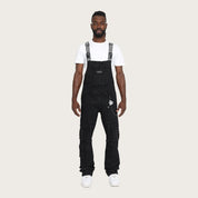Stacked Utility Denim Overalls - Glow Black