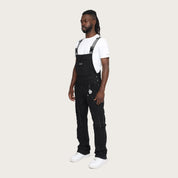 Stacked Utility Denim Overalls - Glow Black