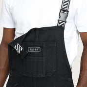 Stacked Utility Denim Overalls - Glow Black