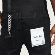 Stacked Utility Denim Overalls - Glow Black
