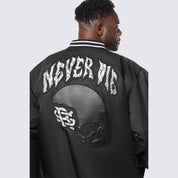 Big and Tall - Satin Stadium Jacket - Black