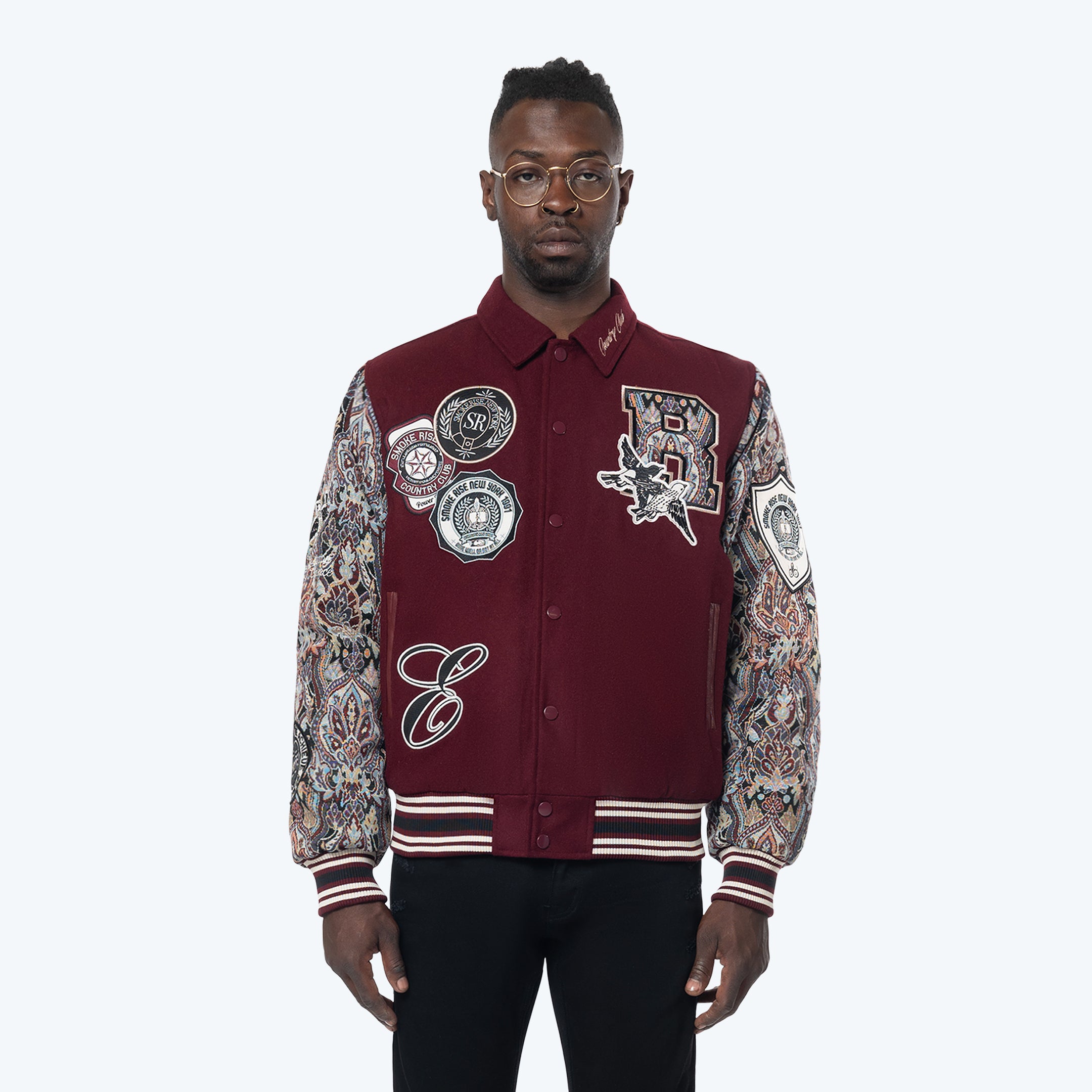 Tapestry Varsity Jacket - Wine