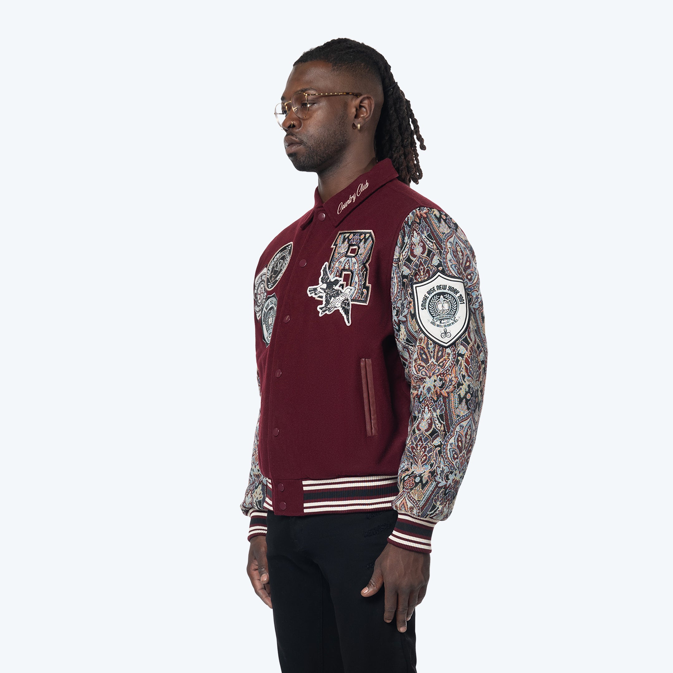 Tapestry Varsity Jacket - Wine