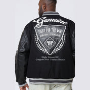 Smoke Rise Big and Tall Big and Tall - Studded Patched Varsity Jacket - Black