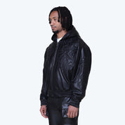 Racing Vegan Leather Jacket - Black