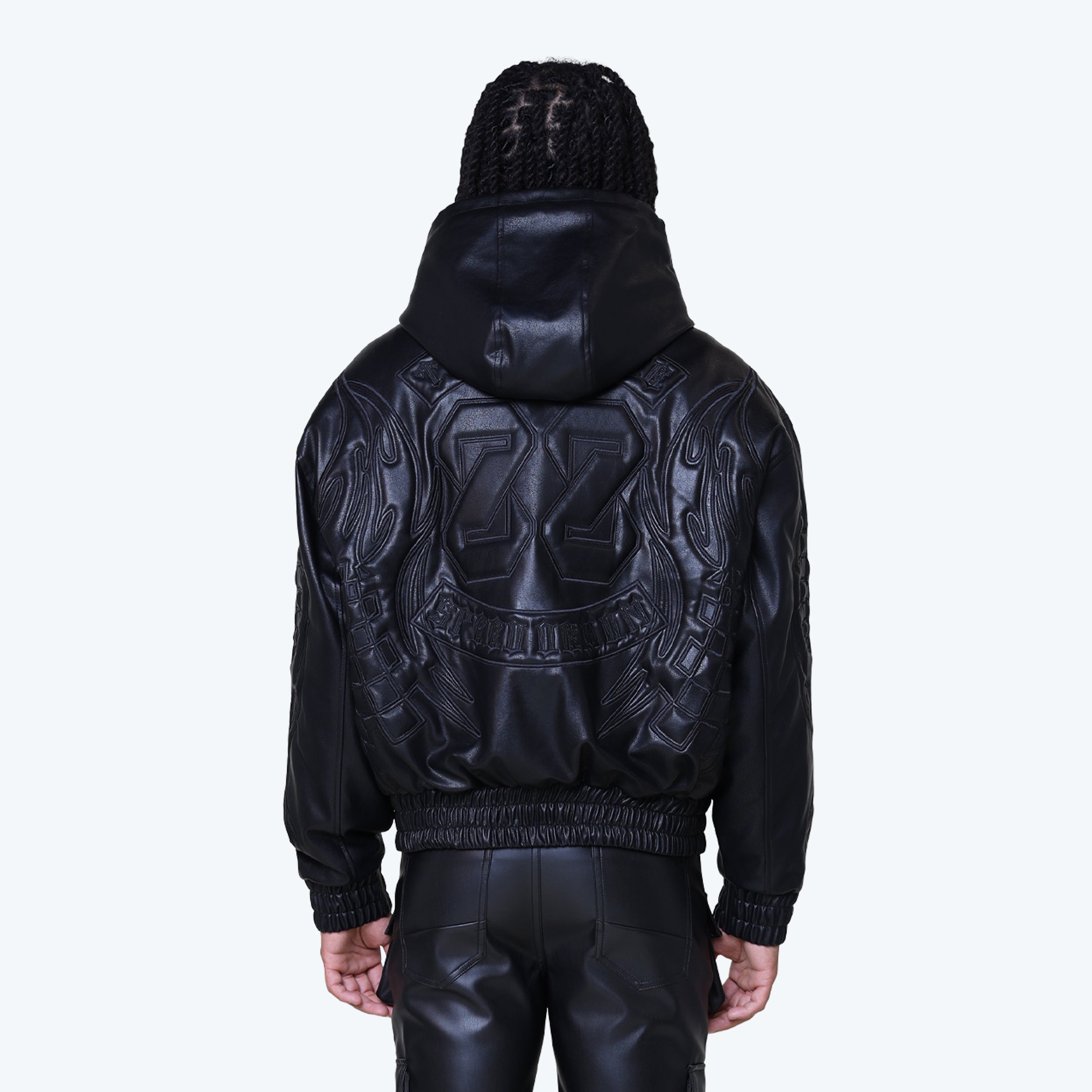 Racing Vegan Leather Jacket - Black