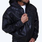 Racing Vegan Leather Jacket - Black