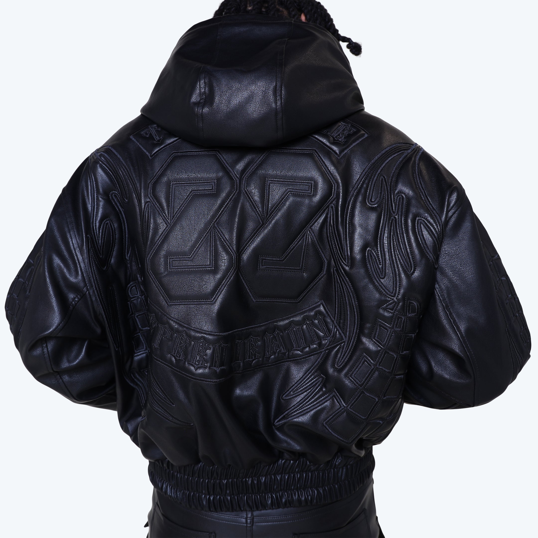 Racing Vegan Leather Jacket - Black