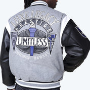 Luxe Legacy Wool Varsity Jacket - Heather Grey