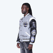 Luxe Legacy Wool Varsity Jacket - Heather Grey