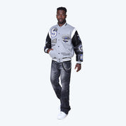 Luxe Legacy Wool Varsity Jacket - Heather Grey