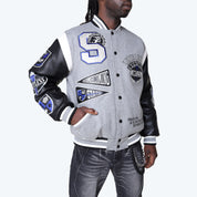 Luxe Legacy Wool Varsity Jacket - Heather Grey