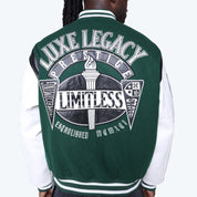 Luxe Legacy Wool Varsity Jacket - Hunter