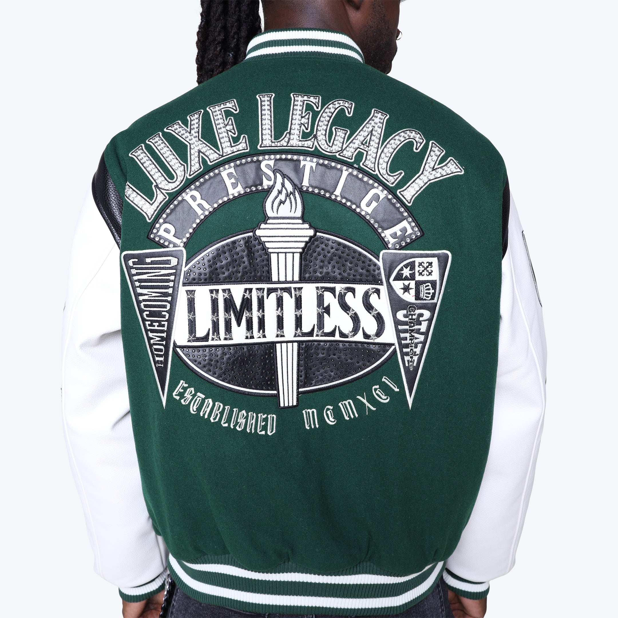 Luxe Legacy Wool Varsity Jacket - Hunter