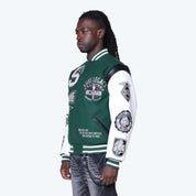 Luxe Legacy Wool Varsity Jacket - Hunter