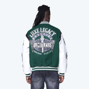 Luxe Legacy Wool Varsity Jacket - Hunter