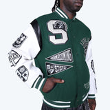 Luxe Legacy Wool Varsity Jacket - Hunter