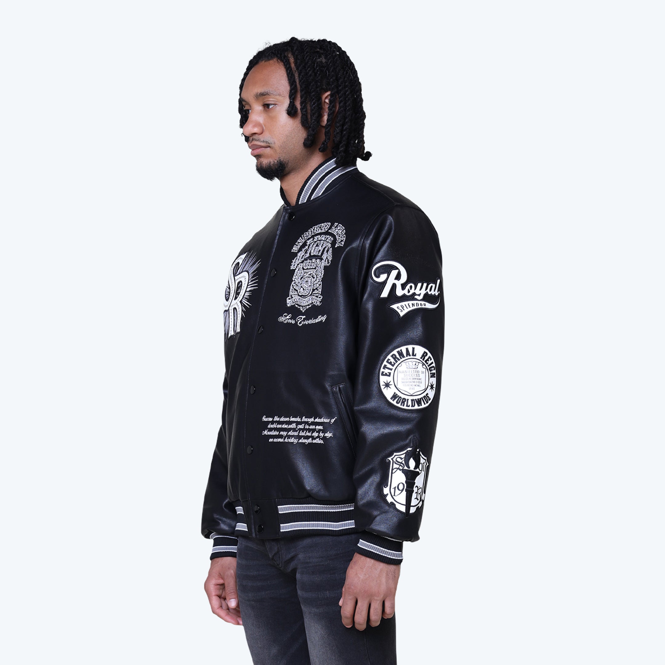 Legacy Vegan Leather Varsity Jacket - Black