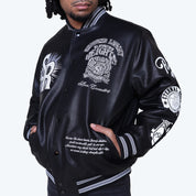 Legacy Vegan Leather Varsity Jacket - Black