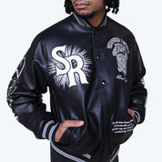 Legacy Vegan Leather Varsity Jacket - Black